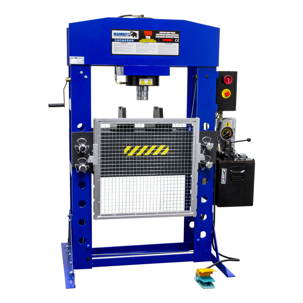 Electric shop press with hand winch 100 ton (2)