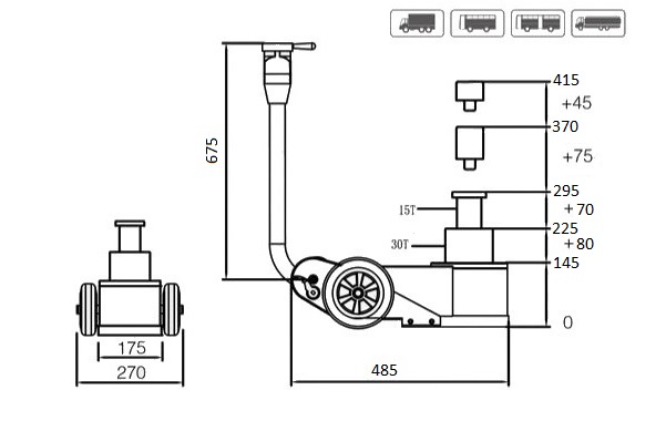 Pneumatic hydraulic jack 30T - 15T (13)