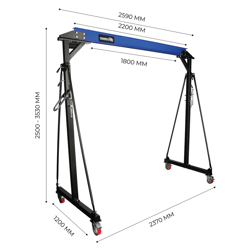 Mammuth mobile gantry crane 1 ton set – manual chain hoist (3)