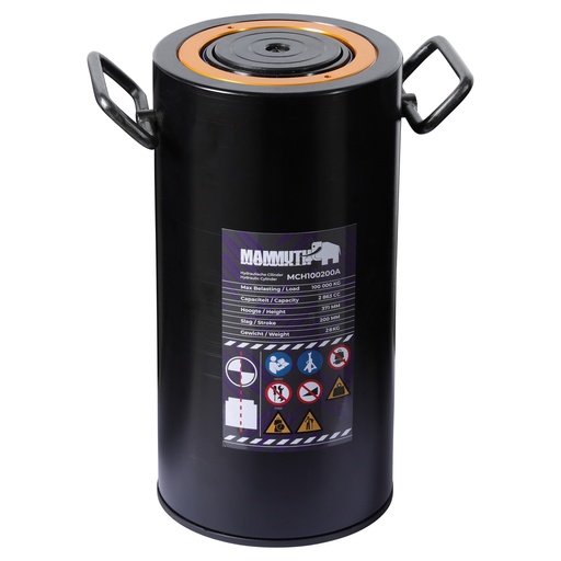 Mammuth aluminium hydraulic cylinder 100 ton stroke 200 mm